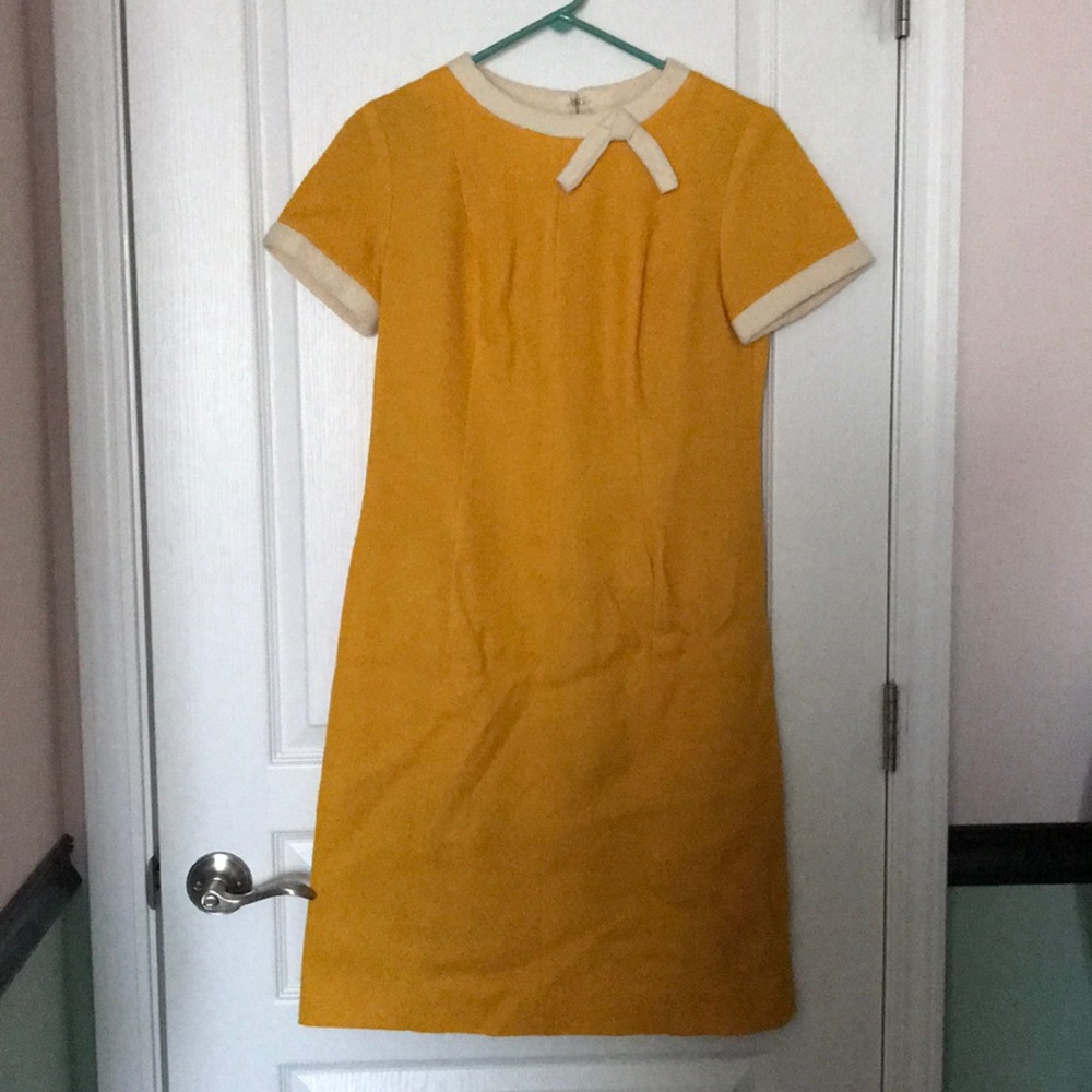 Vintage 1960s Yellow Wool A-Line Dress